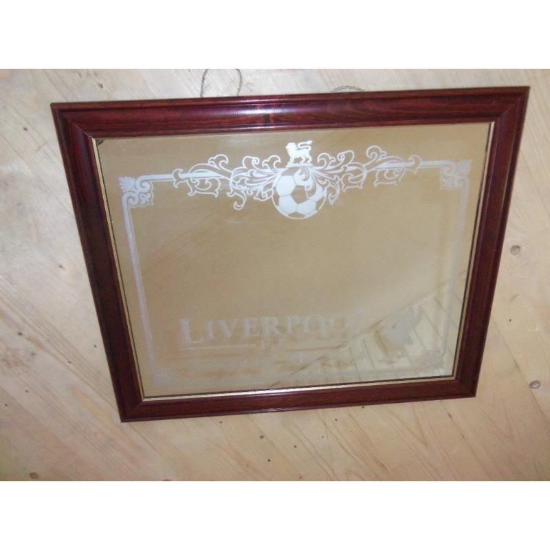 Vintage Liverpool football club LFC KOP stand memorabilia breweriana pub mirror 59cm X 49cm