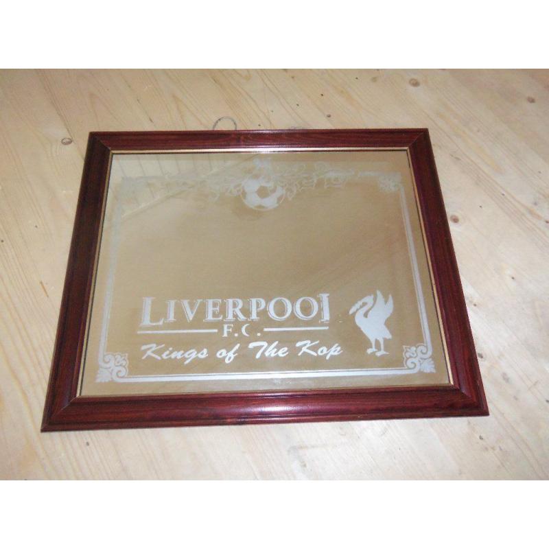 Vintage Liverpool football club LFC KOP stand memorabilia breweriana pub mirror 59cm X 49cm