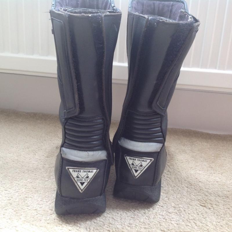 Motorbike/ motorcycle boots black leather frank Thomas size 8
