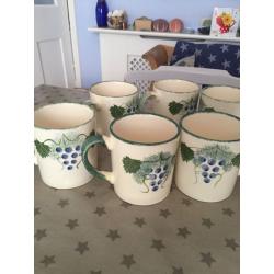 Poole Pottery Mugs Vine Leaf x 6