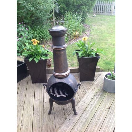 Cast iron bronzed chimenea