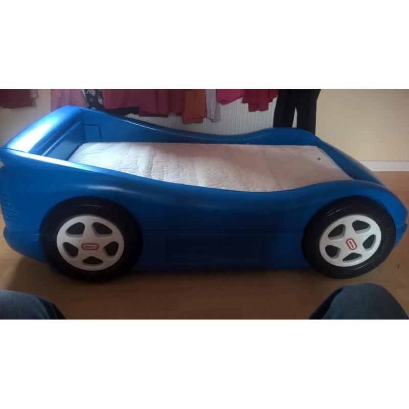 little tikes blue car toddler bed with mattress