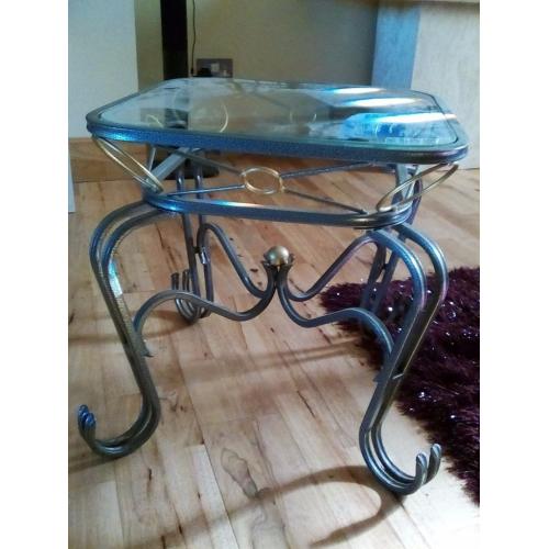 Coffee and side table metal frame and glass tops
