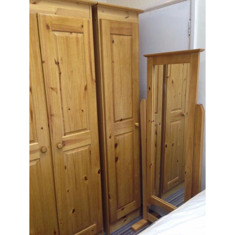 Large Free Standing Mirror, Cheval style, all solid pine frame