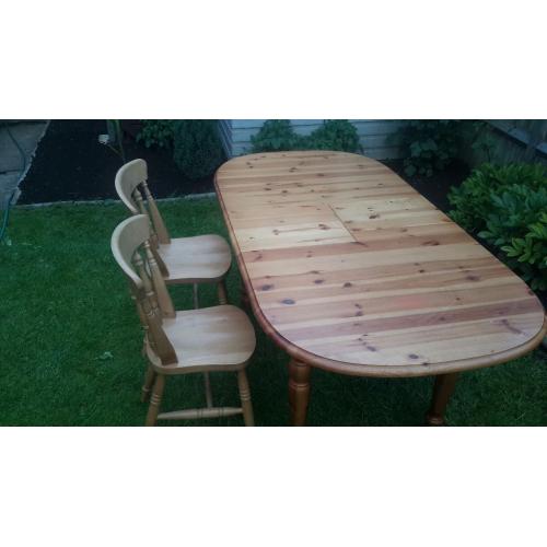 Solid pine farmhouse table and 4 chairs
