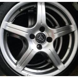 4 17"wolfrace alloy wheels 4 stud 5 spoke style (fit clio,corsa,punto,ford)