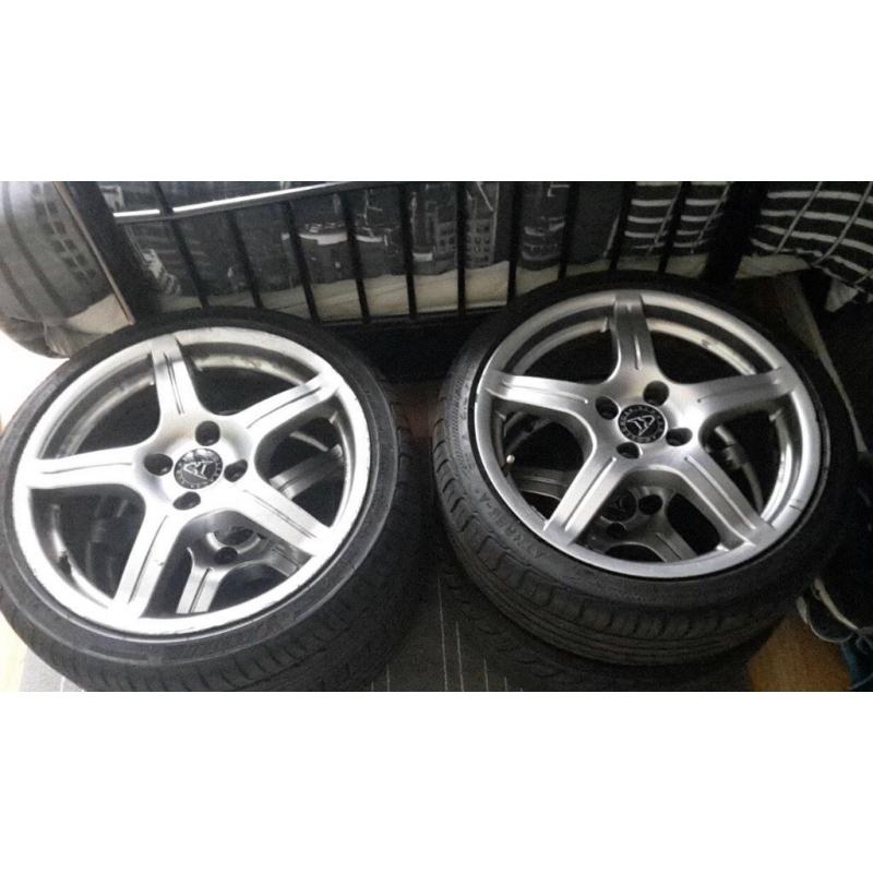 4 17"wolfrace alloy wheels 4 stud 5 spoke style (fit clio,corsa,punto,ford)