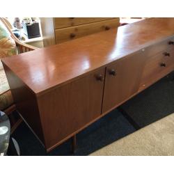 Vintage retro teak long sideboard by Avalon 1970s 80" or 203 cm