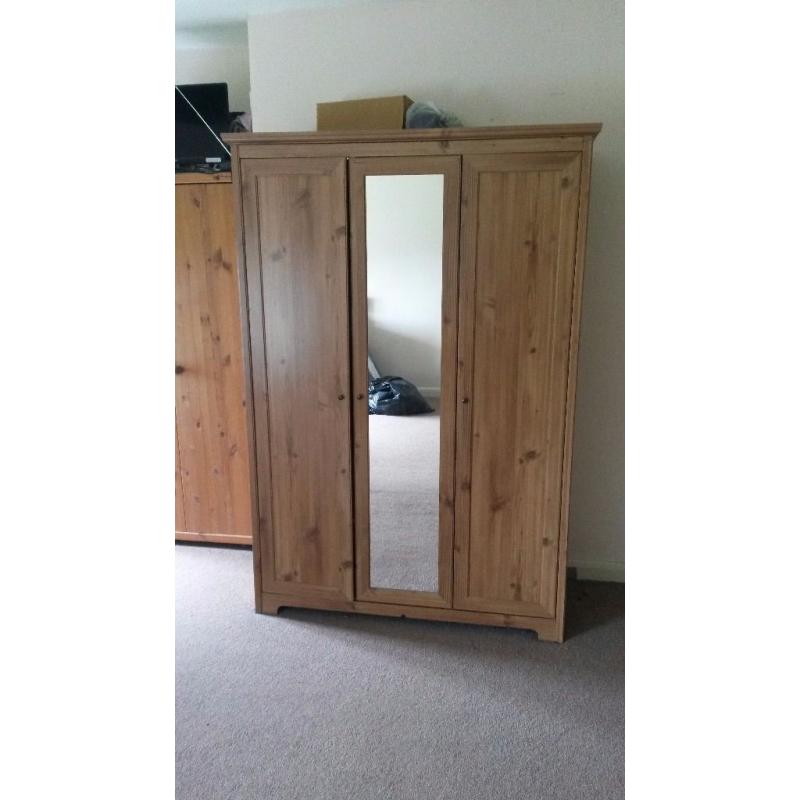 Large 3 door ikea wardrobe with mirror