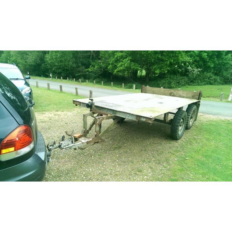 large Twin axle flat bed trailer - alloy checker plate bed - 10 x 6.5 bed