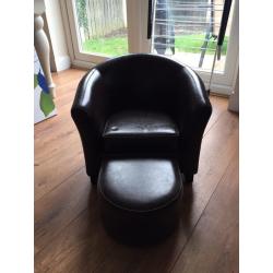 Mini leather chair and footstool