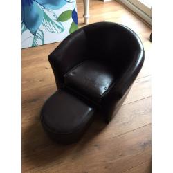 Mini leather chair and footstool