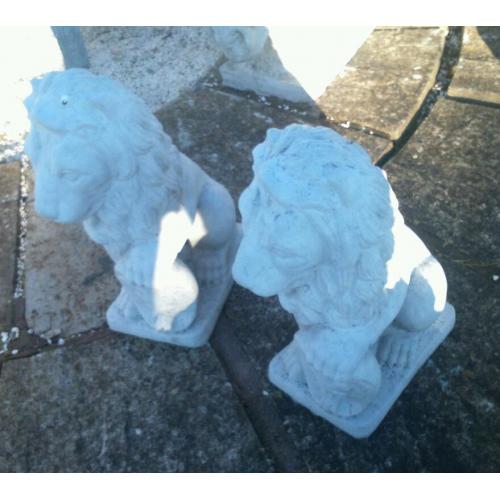 Pair of small concrete lions
