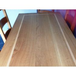 Solid Oak Table Hand Made with 6 Beech Ladder Back Chairs