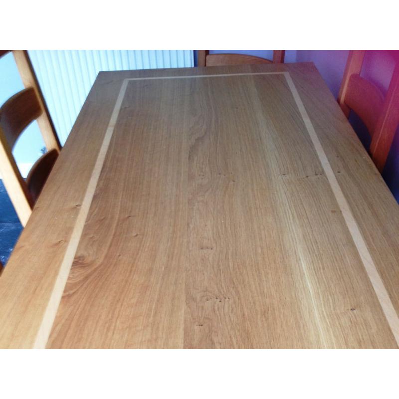 Solid Oak Table Hand Made with 6 Beech Ladder Back Chairs