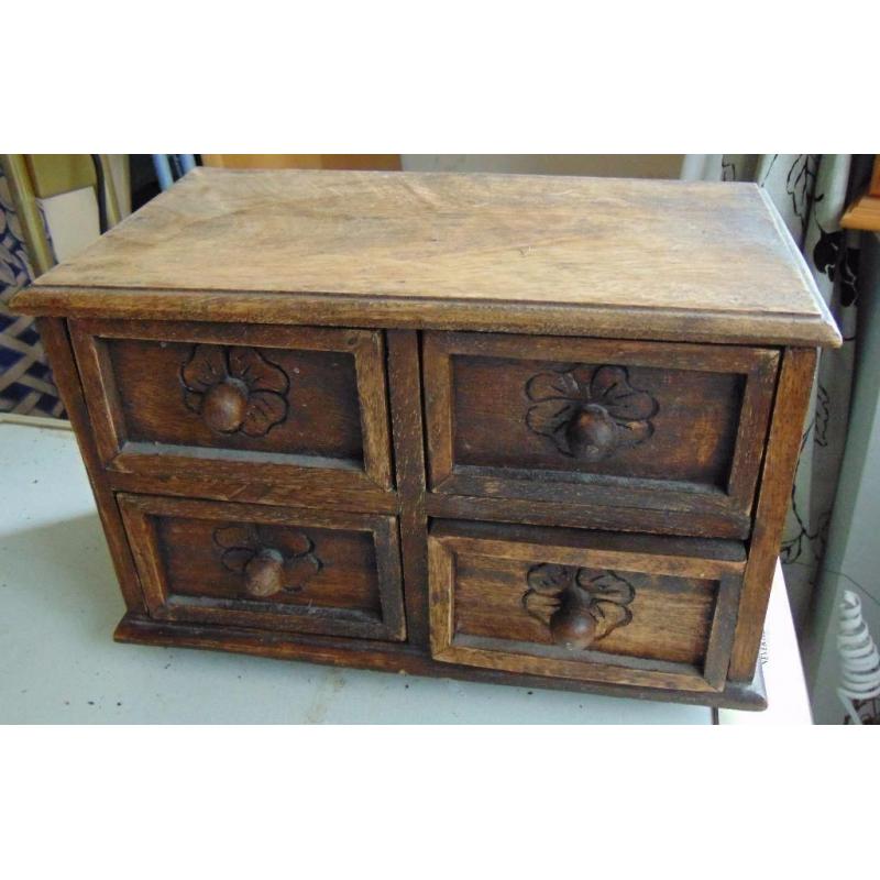 solid oak antique mini chest of drawers spice cupboard jewelry box