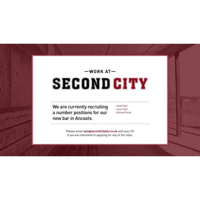 SecondCity Bar are currently recruiting a number of positions for there opening next month