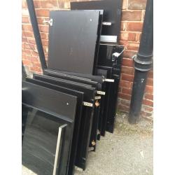 Black high gloss kitchen cupboard doors X 13