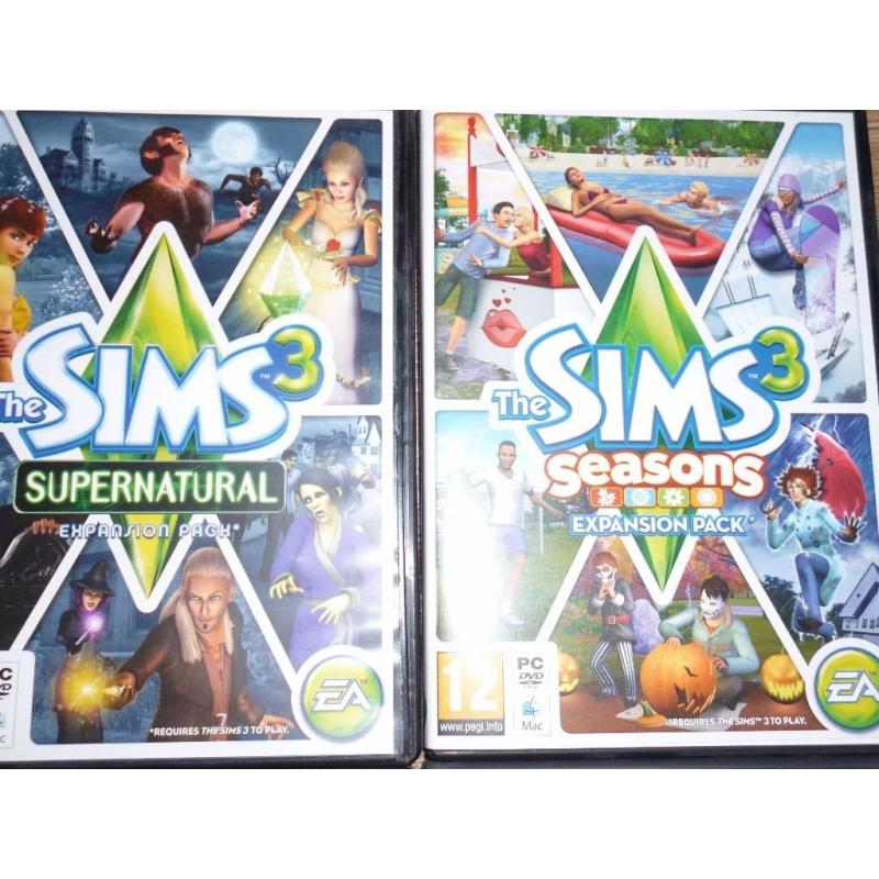 SIMS 3 BUNDLE OF 6 PC EXPANSION PACKS (INCLUDING ORIGINAL SIMS 3)