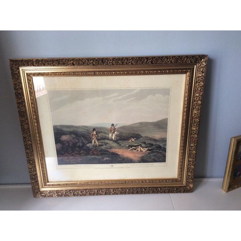 Contemporary framed hunting scene prints for sale in good condition