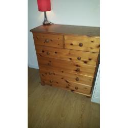 Solid pine chest of drawers