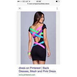 Backless Neon Striped Dress