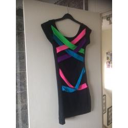 Backless Neon Striped Dress