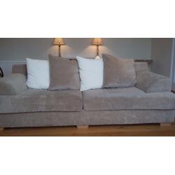 BEAUTIFUL 3/4 SEATER OXFORD BEIGE SPLIT BACK SOFA - STERLING FURNITURE - IN EXCELLENT CONDITION!