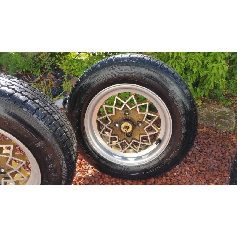 Alleycat Rallye Wheels with Firestone tyres 165 70 13 fits MG Midget
