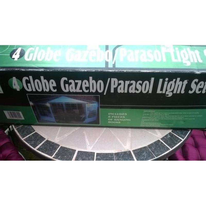 BRAND NEW BOXED LARGE GLOBE GAZEBO / PARASOL LIGHTS