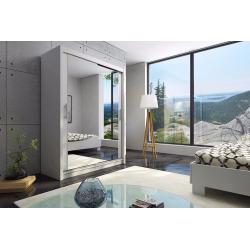 BRAND NEW MIRRORED WARDROBE WITH 2 SLIDING DOORS WHITE 150CM WIDE