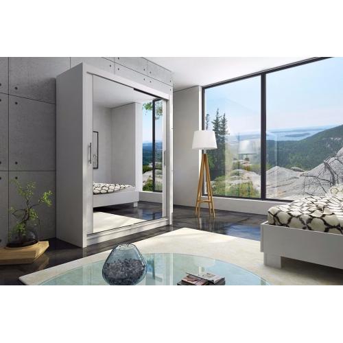 BRAND NEW MIRRORED WARDROBE WITH 2 SLIDING DOORS WHITE 150CM WIDE