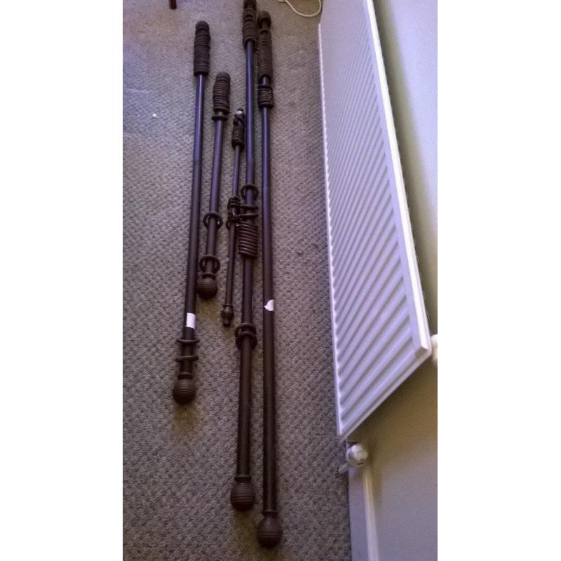 Curtain rails with hooks and wall attachments - assortment -dark brown