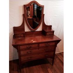 Antique Edwardian Chest of Drawers with Dressing Table Style Mirror Top