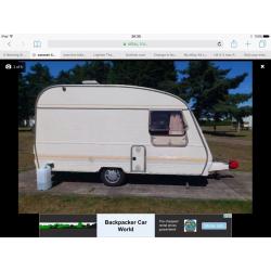 Avondale caravan 4 berth small lightweight and dorma awning retro style shabby chic decoration