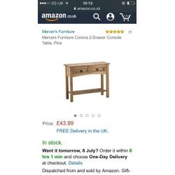 Mexican Pine console table.