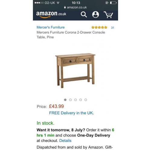 Mexican Pine console table.