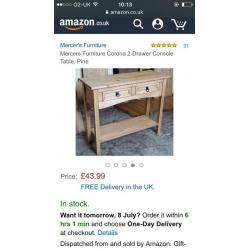 Mexican Pine console table.