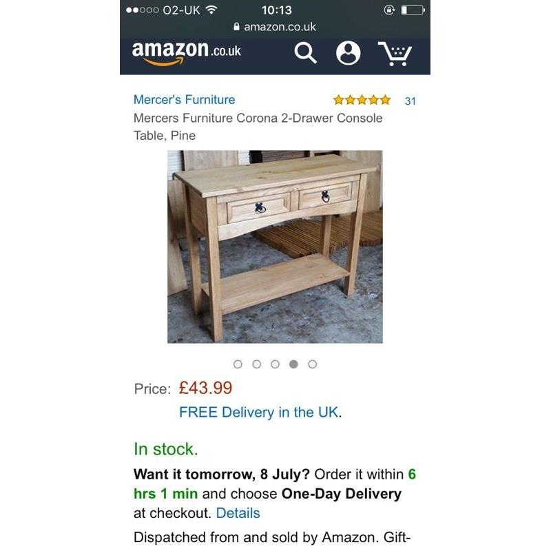 Mexican Pine console table.