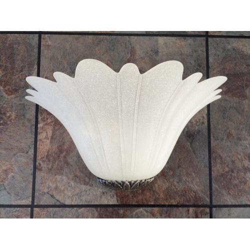 Wall lights 5 available with opaque glass shade and sunflower detail at base.
