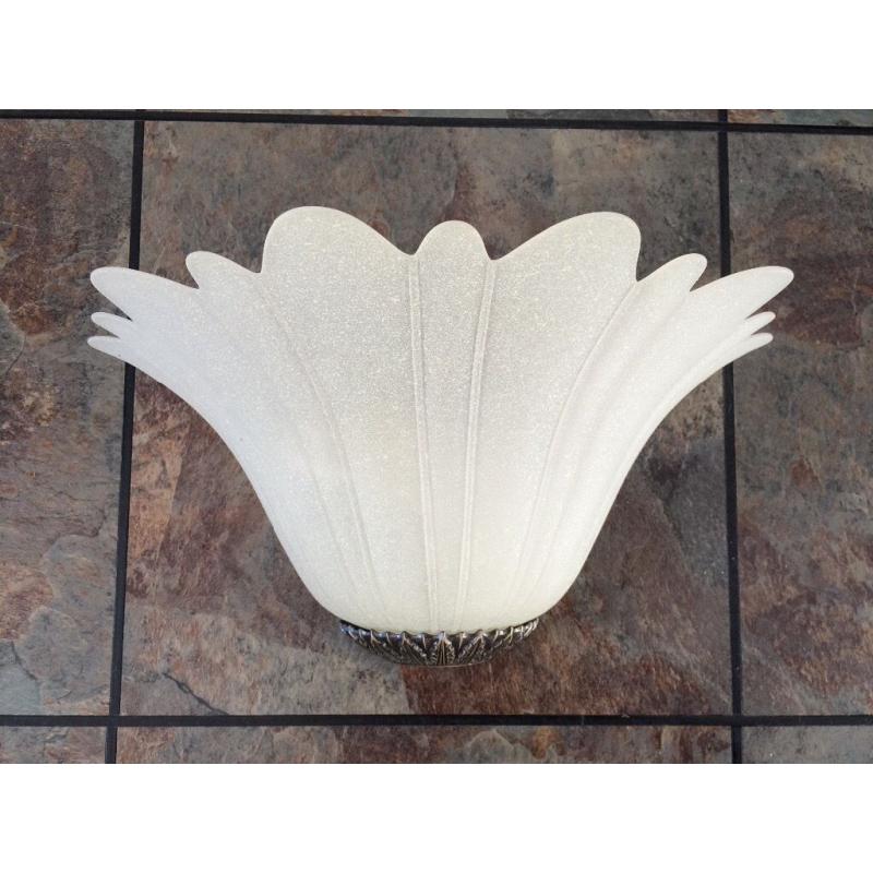 Wall lights 5 available with opaque glass shade and sunflower detail at base.