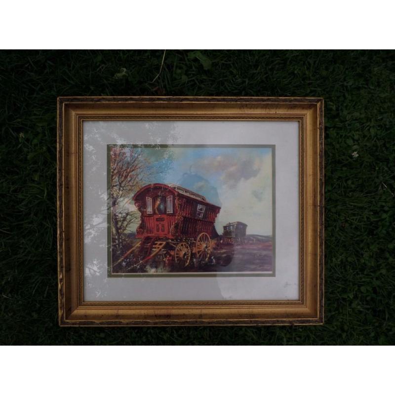 Collection of framed caravan/Gypsy/waggon art