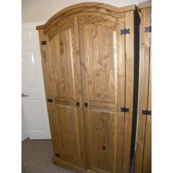 Corona Pine Double Bed, Double Wardrobe, 2 x Bedside Cabinets. Excellent Condition.