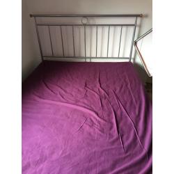 Silver metal framed double bed