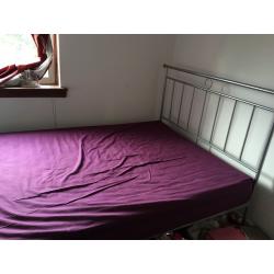 Silver metal framed double bed