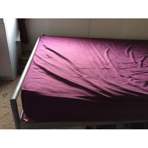 Silver metal framed double bed