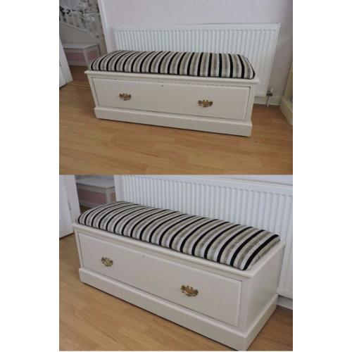 Beautifully Refurbished Mahogany Chest in Natural Hessian Upholstered in Your Choice of Fabric