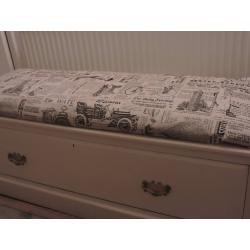 Beautifully Refurbished Mahogany Chest in Natural Hessian Upholstered in Your Choice of Fabric