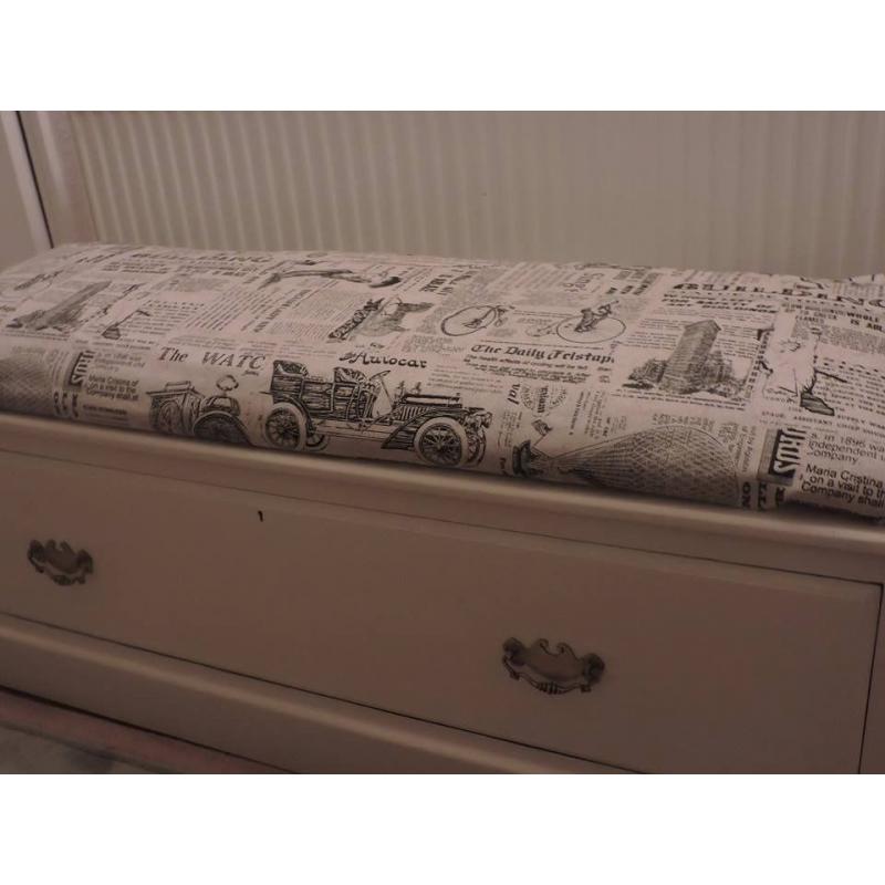 Beautifully Refurbished Mahogany Chest in Natural Hessian Upholstered in Your Choice of Fabric