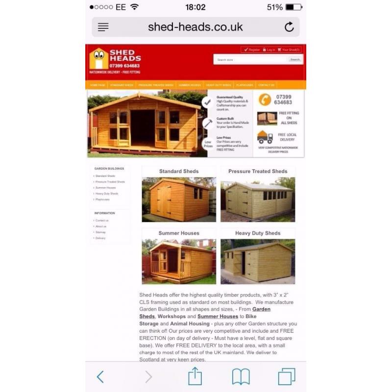garden sheds and summer houses made to order any size or spec delivered and installed nationwide